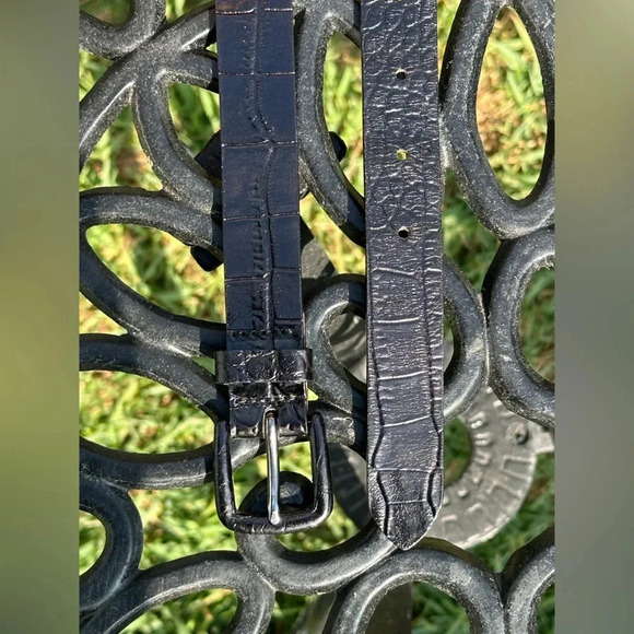 The Limited — Crocodile Embossed Black Leather Belt - Picture 3 of 3